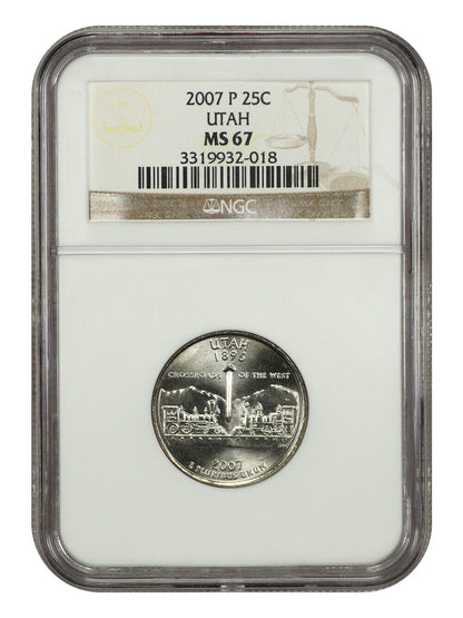 2007-P 25C Utah NGC MS67 - Washington 50 States Quarters