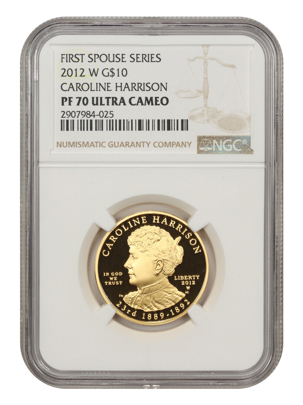 2012-W $10 Caroline Harrison NGC PR70DCAM