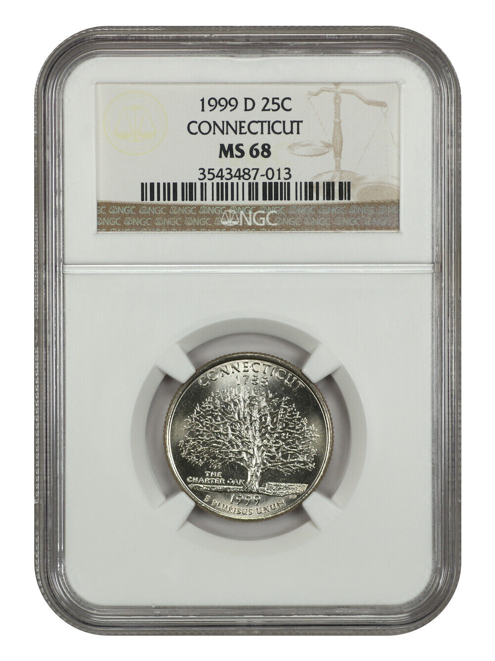 1999-D 25C Connecticut NGC MS68 - Washington 50 States Quarters