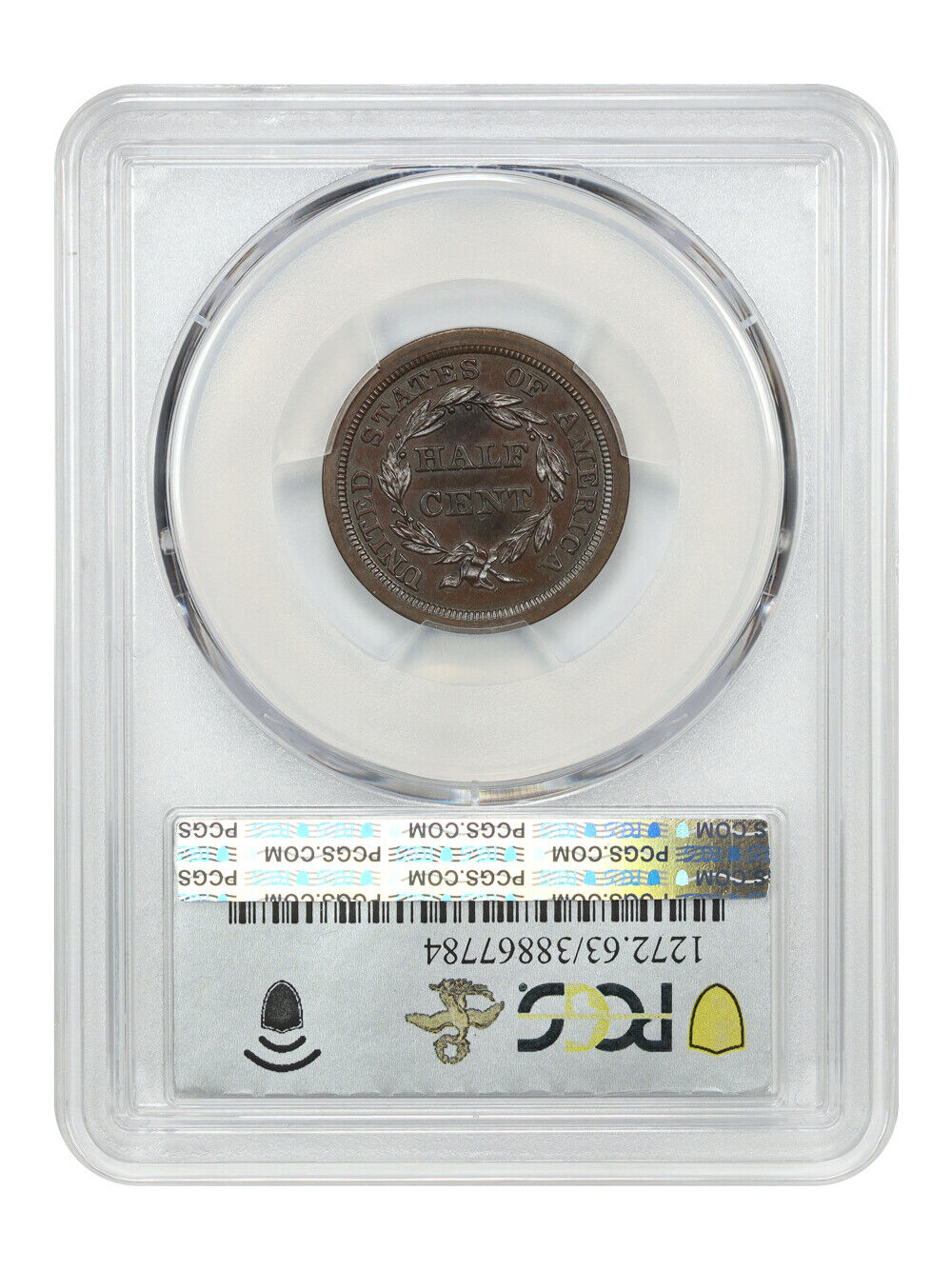 1844 1/2C PCGS PR63BN (Original) ex: D.L. Hansen