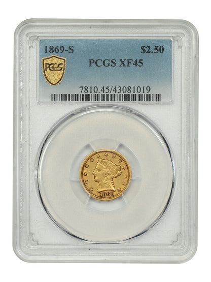 1869-S $2.50 PCGS XF45 - Liberty Head $2.5