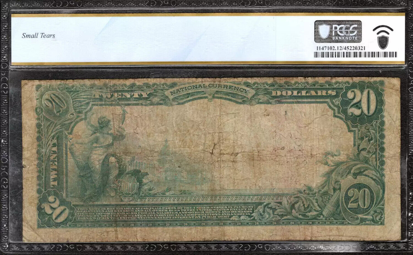 1902 RED SEAL $20 UNITED STATES NATIONAL BANKNOTE OMAHA NEBRASKA PCGS B FINE 12