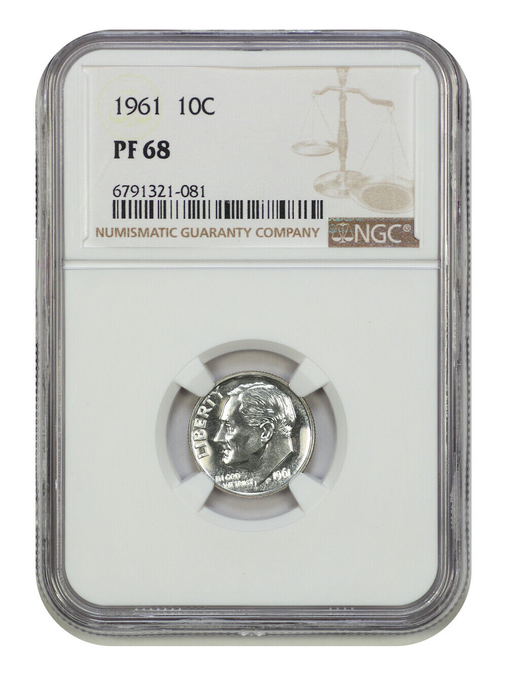 1961 10C NGC PR68 - Roosevelt Dime