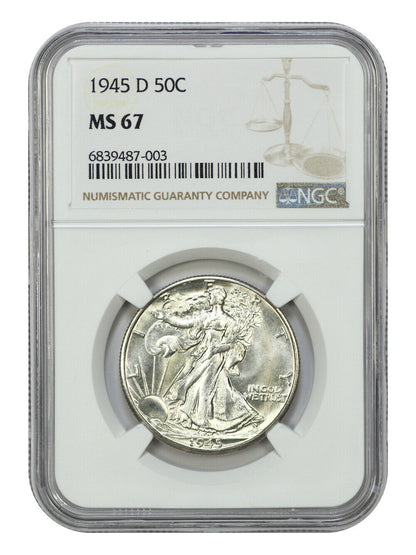 1945-D 50C NGC MS67 - Walking Liberty Half Dollar