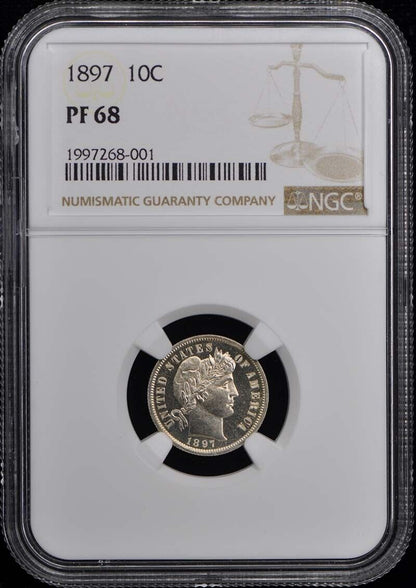 1897 Barber Dime 10C NGC PR68