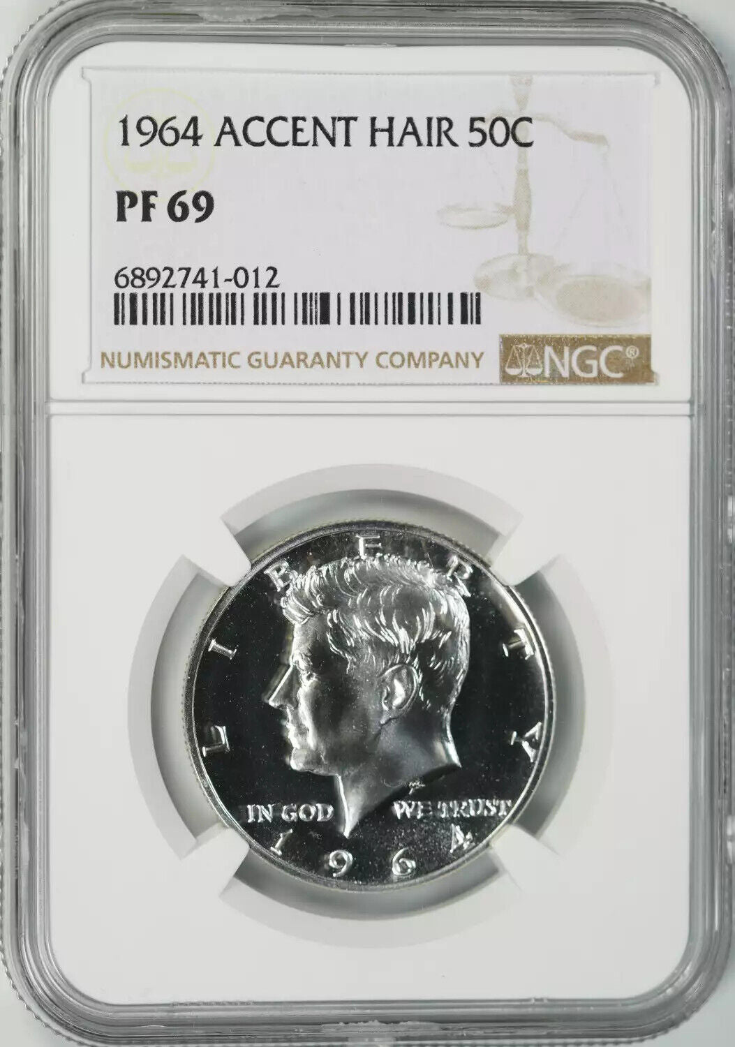 1964 PROOF KENNEDY HALF DOLLAR 50C NGC CERTIFIED PF 69 ACCENT HAIR (012)