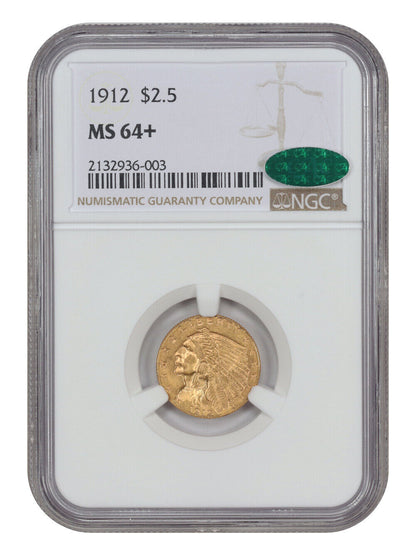 1912 $2.50 NGC/CAC MS64+ - Indian $2.5