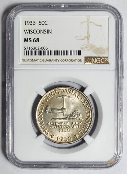 1936 P NGC MS-68 WISCONSIN - ORIGINAL COLOR