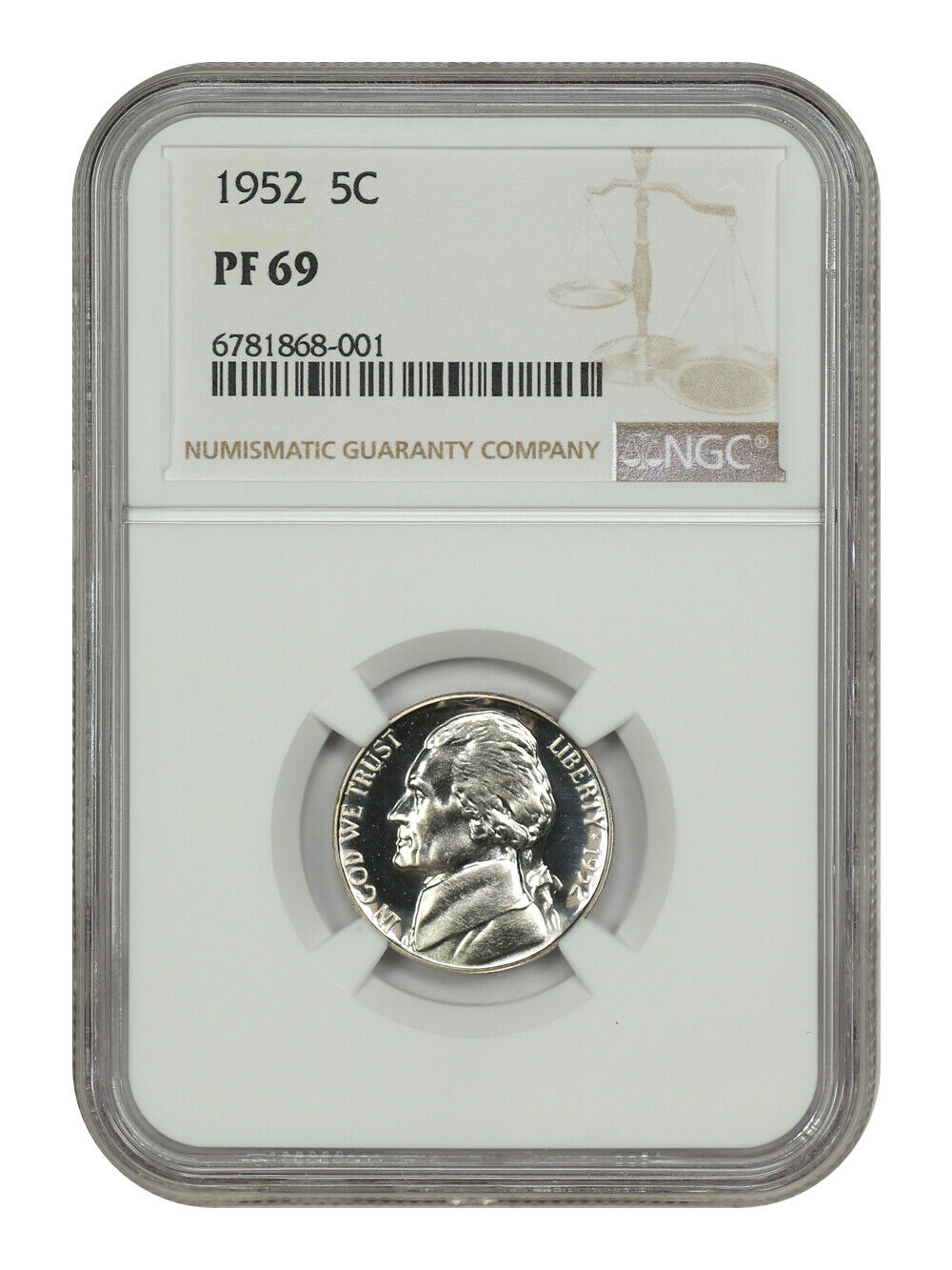 1952 5C NGC PR69 - Jefferson Nickel