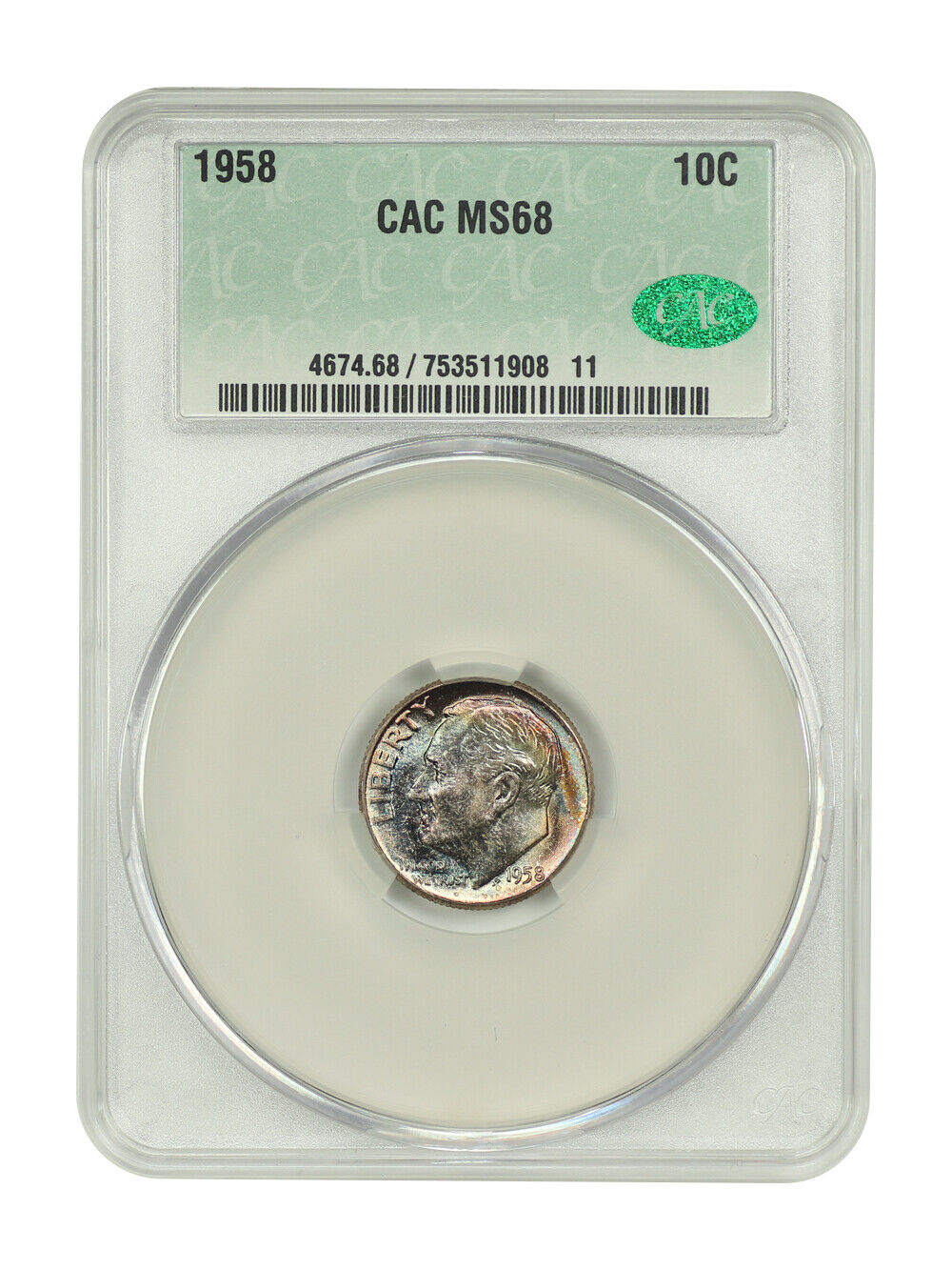 1958 10C CACG MS68 - Roosevelt Dime