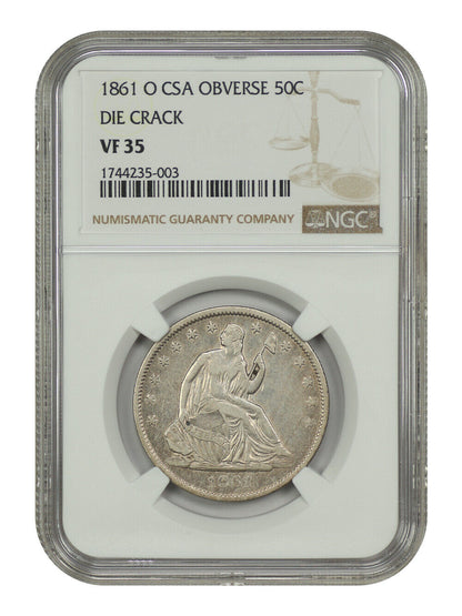 1861-O 50C NGC VF35 (CSA Obverse) - Liberty Seated Half Dollar