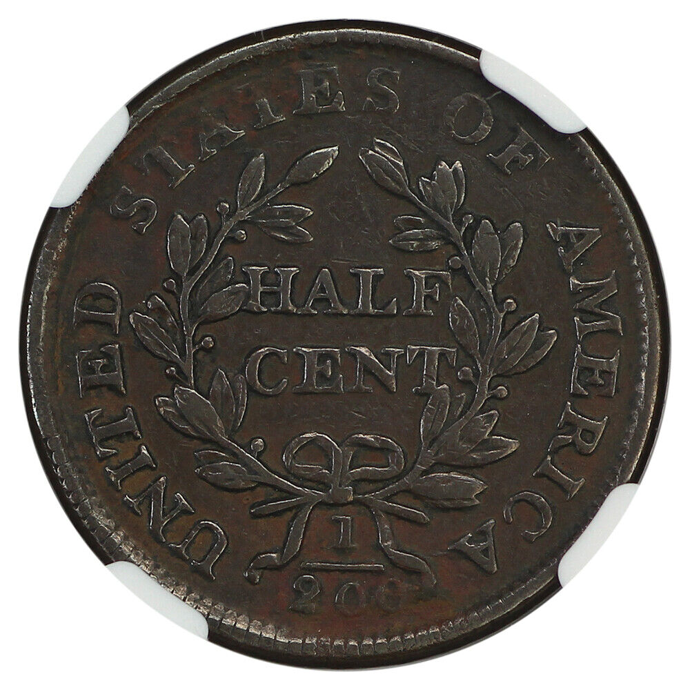 1805 1/2C NGC VF30 (Large 5, With Stems) - Draped Bust Half Cent - Better Date