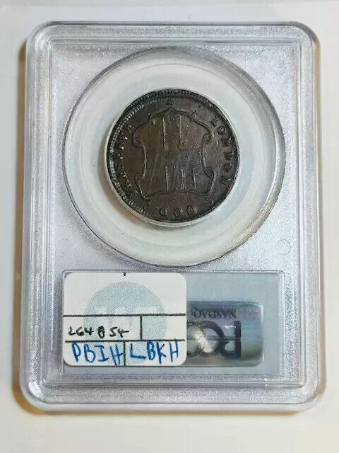 1694 Colonial London Elephant Half penny PCGS AU-55 BN Thick Planchet