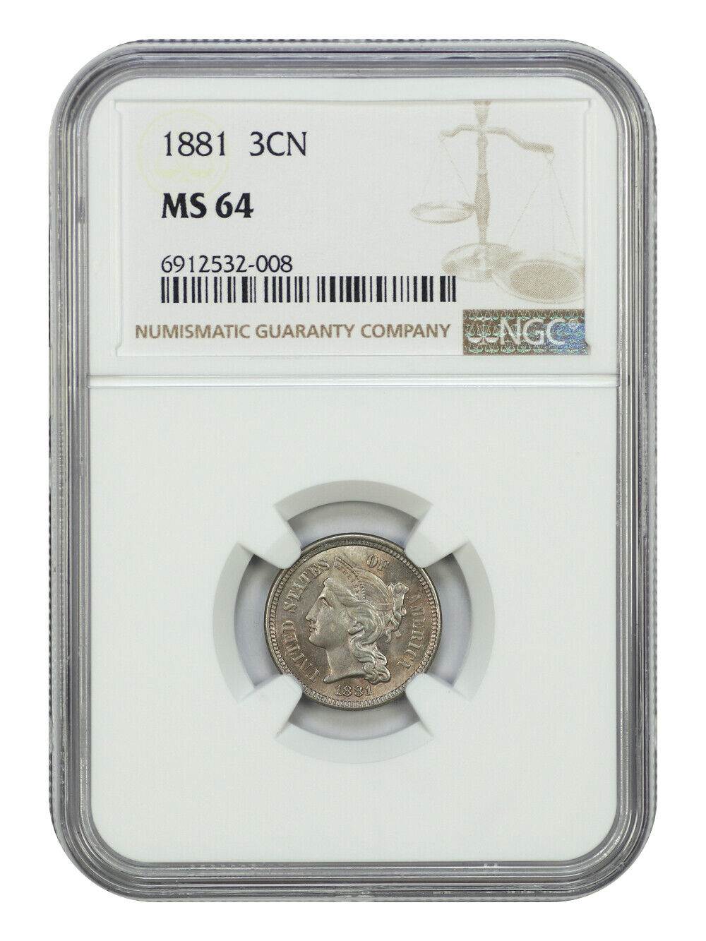 1881 3CN NGC MS64 - Three Cent Nickel