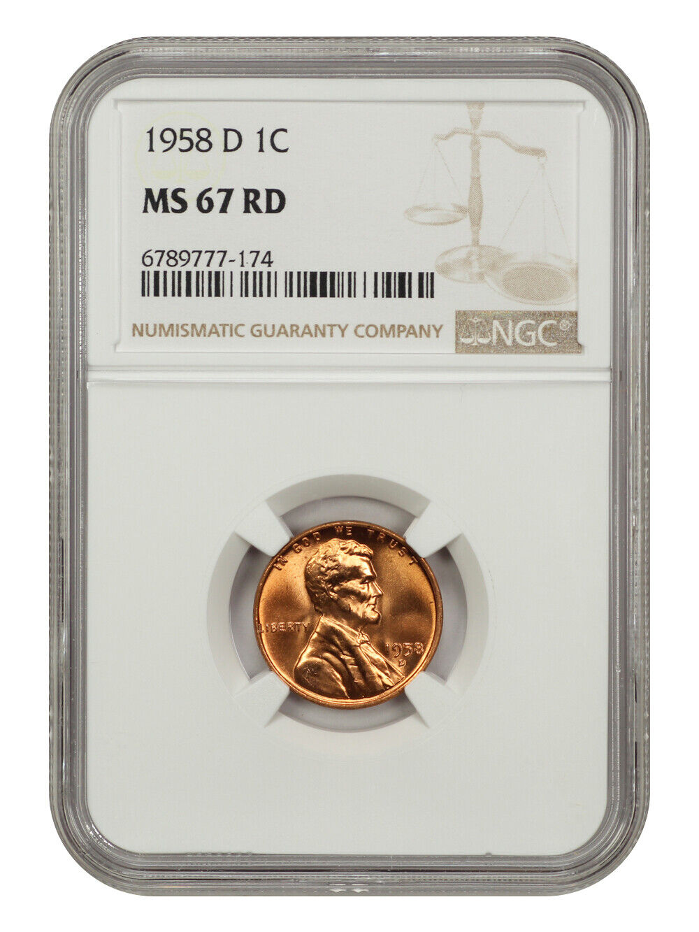 1958-D 1C NGC MS67RD