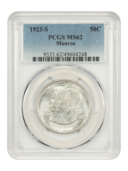 1923-S 50C Monroe PCGS MS62 - Classic Silver Commemorative