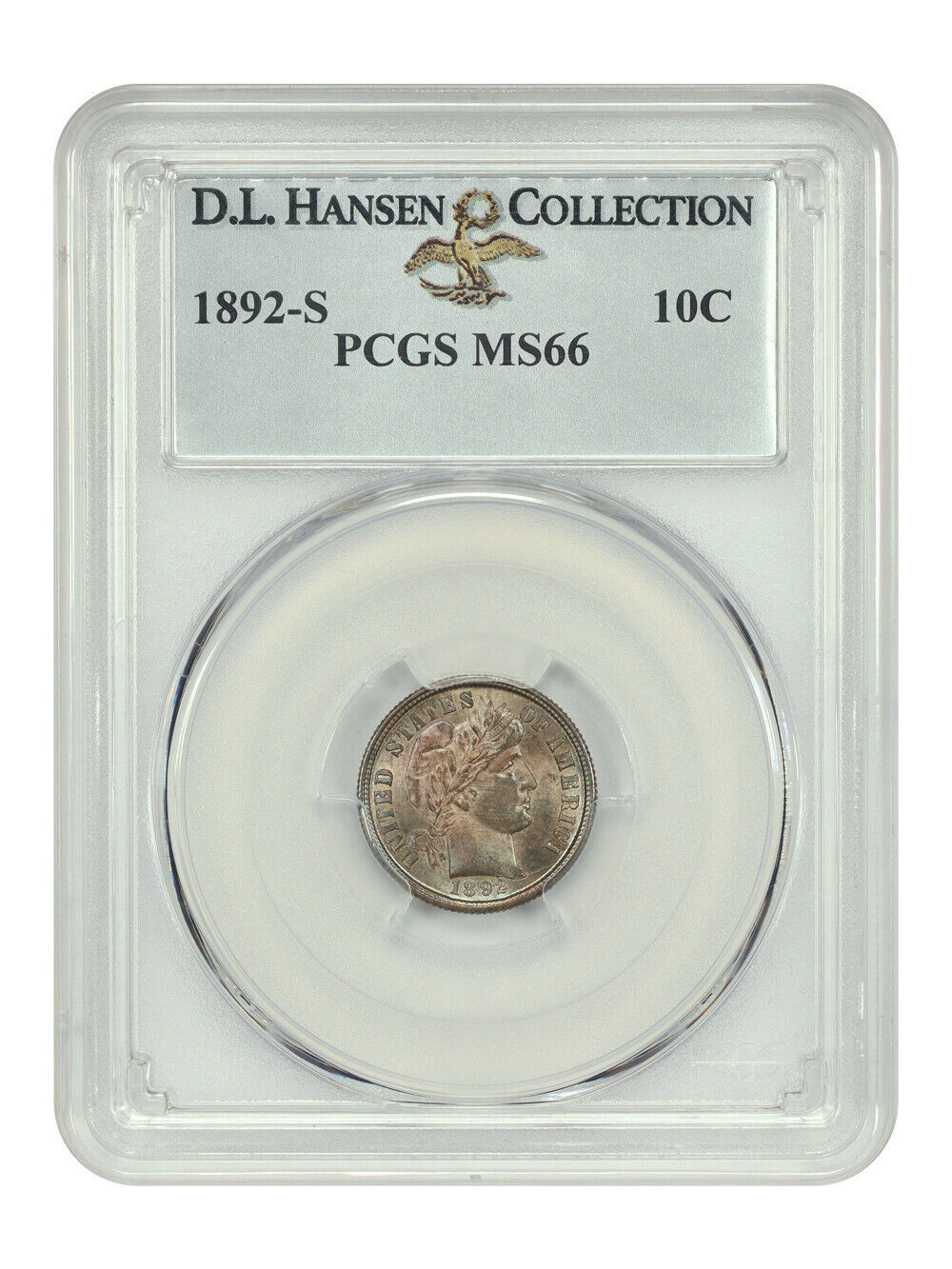 1892-S 10C PCGS MS66 ex: D.L. Hansen