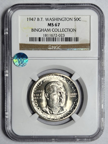 1947 P NGC MS-67 BOOKER T. WASHINGTON - BINGHAM COLLECTION Sight White