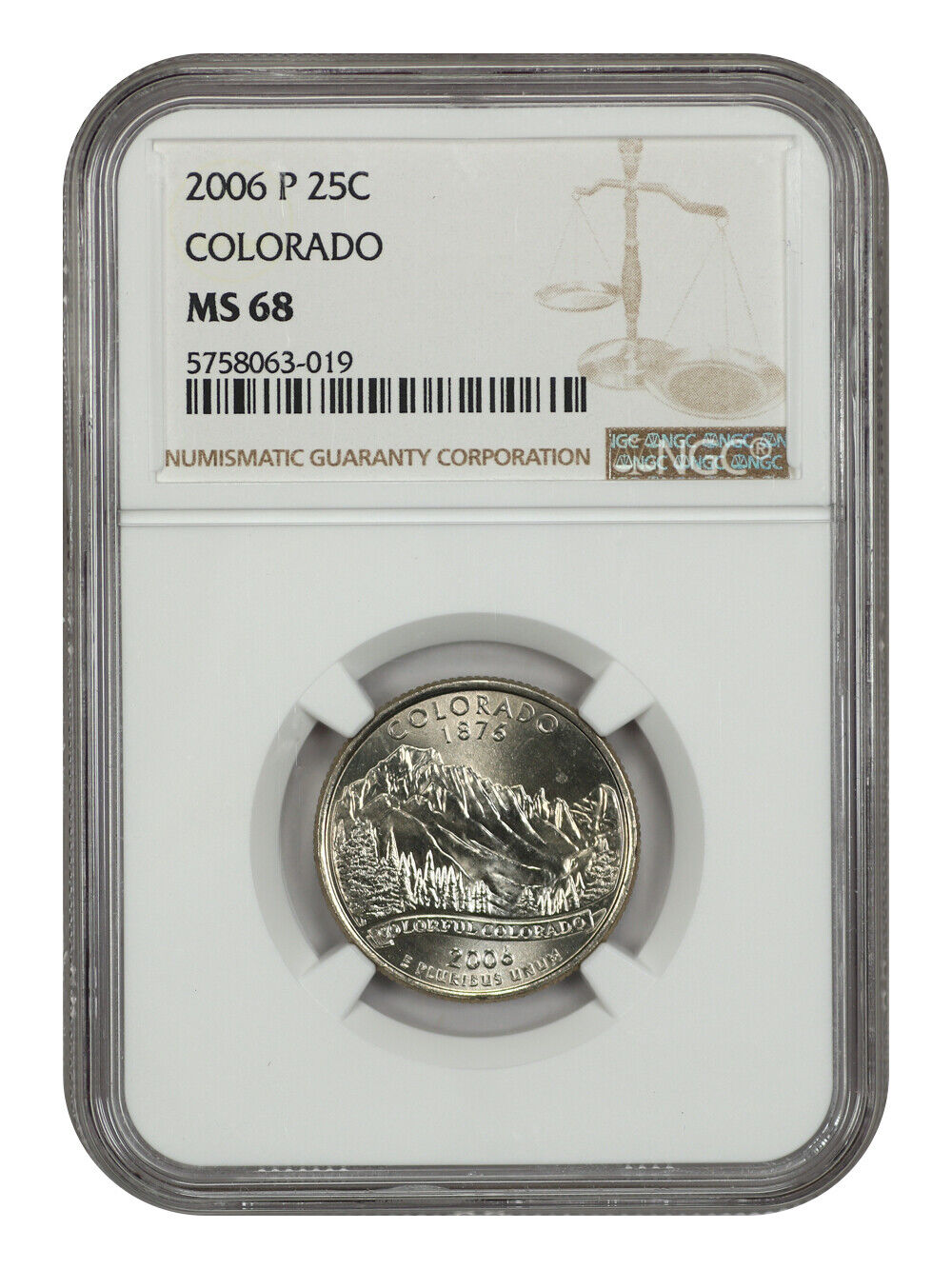 2006-P 25C Colorado NGC MS68 - Washington 50 States Quarters