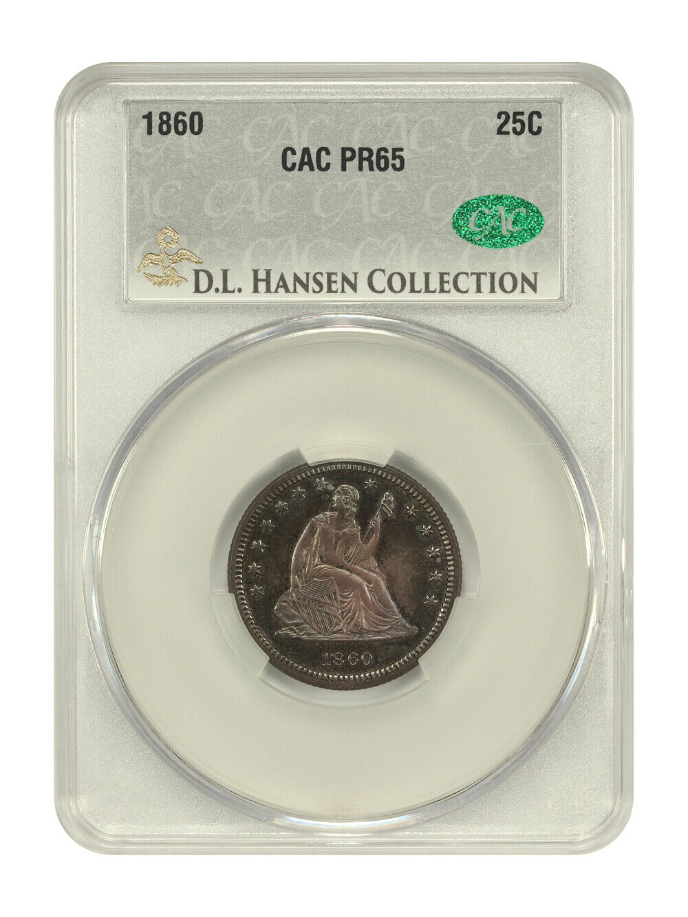 1860 25C CACG PR65 ex: D.L. Hansen - Liberty Seated Quarter