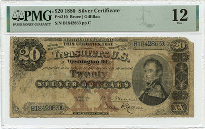 1880 $20 Silver Certificate Large Brown Seal Fr# 310 PMG F12