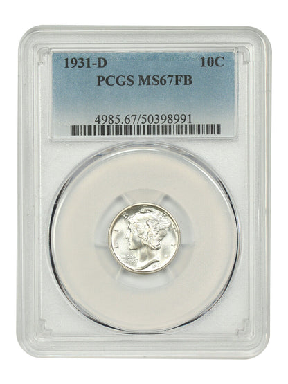 1931-D 10C PCGS MS67FB - Mercury Dime