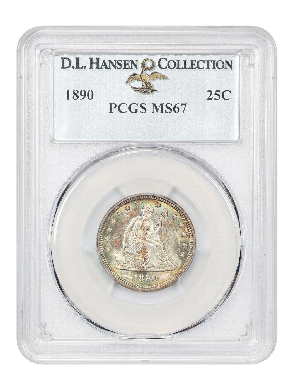 1890 25c PCGS MS67 ex: D.L. Hansen