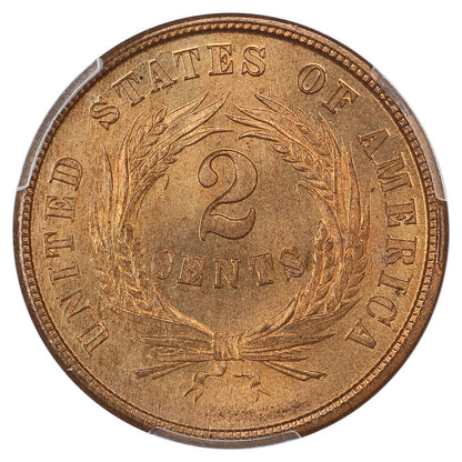 1864 2C PCGS MS66RD (Large Motto) - Two Cent - First Year of Issue