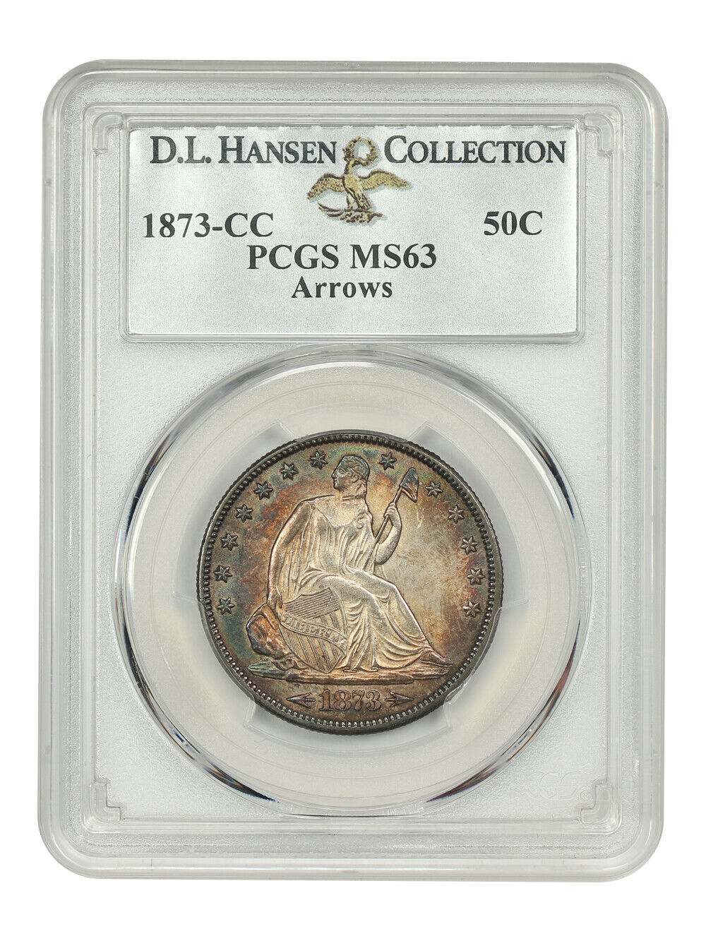 1873-CC 50C PCGS MS63 (Arrows) ex: D.L. Hansen