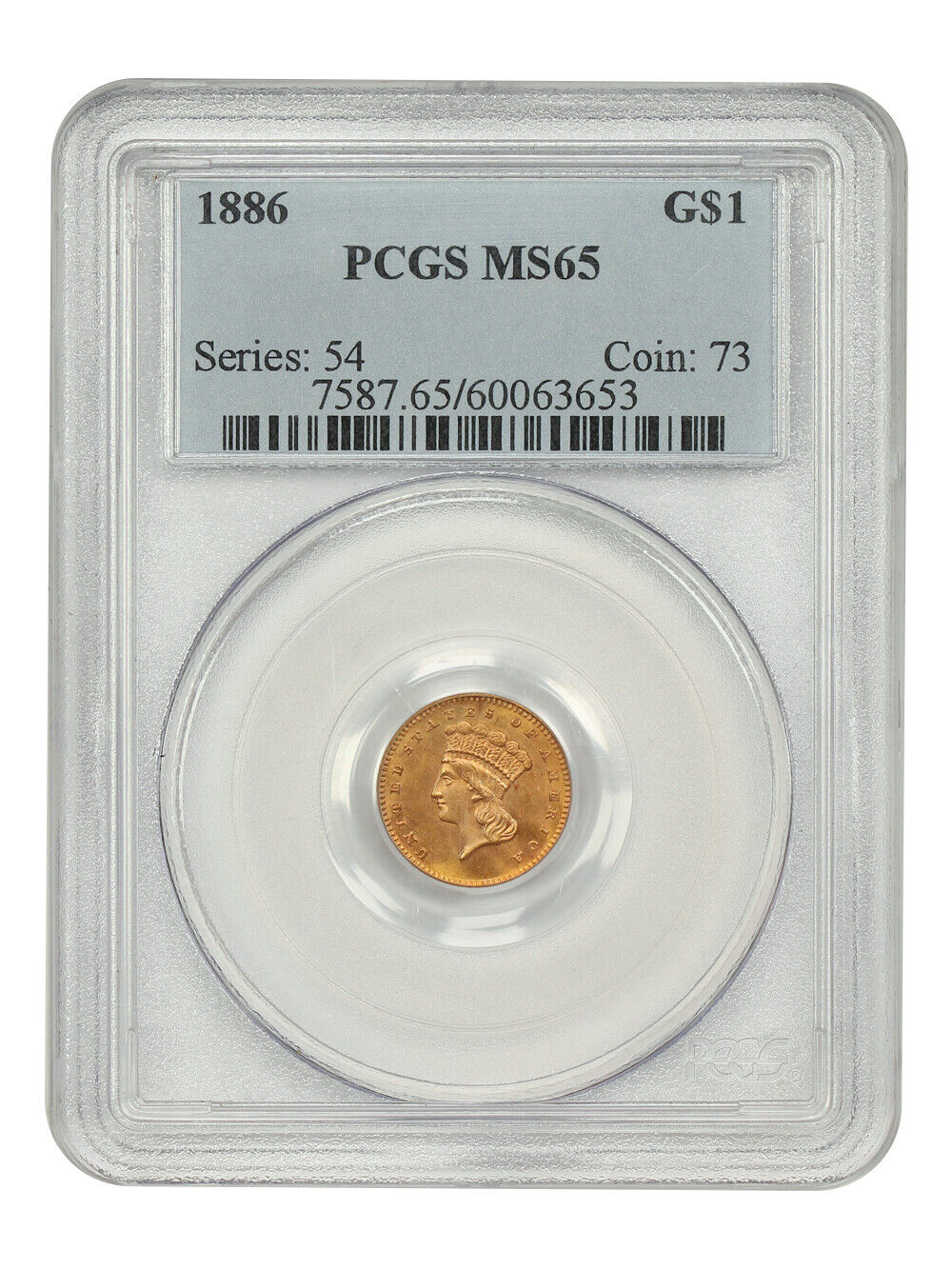 1886 G$1 PCGS MS65 - Gold Dollar