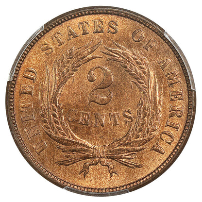 1870 2c PCGS MS65RD ex: D.L. Hansen