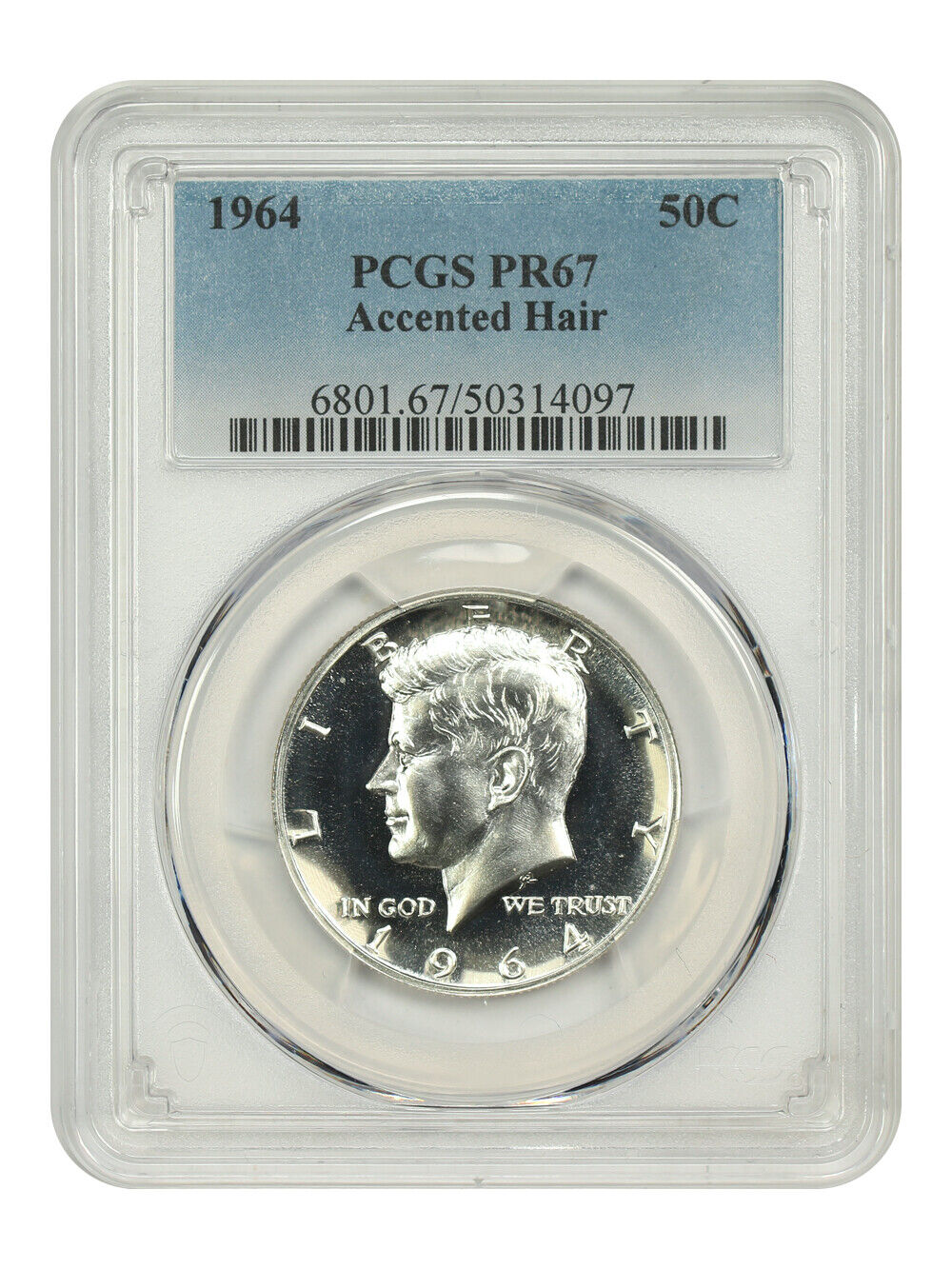 1964 50C PCGS PR67 (Accented Hair) - Kennedy Half Dollar - Popular Variety