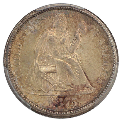 1875-S 10C PCGS MS65 (Mintmark Below) ex: D.L. Hansen