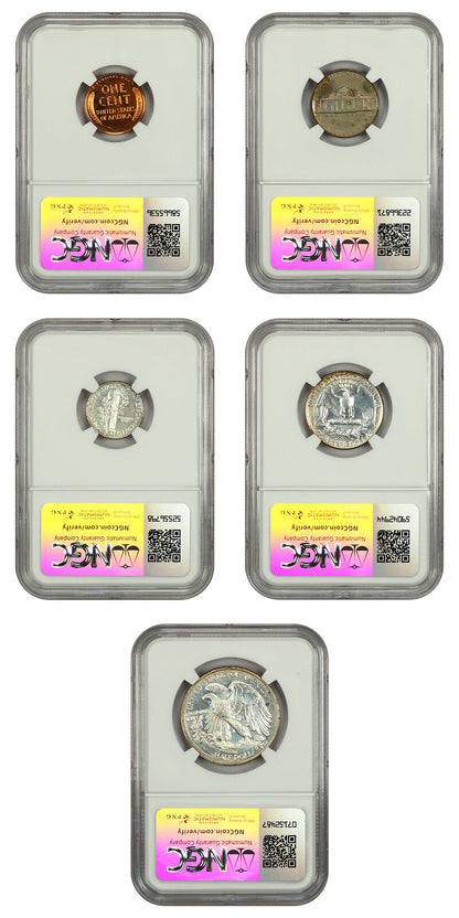 1940 1C-50C Proof Set NGC PR65-67 (5 Coins) - Proof Sets