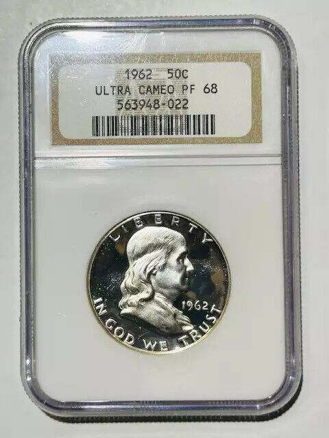 1962 P Franklin Half Dollar NGC PF-68 ULTRA CAMEO ULTRA CAMEO- White!