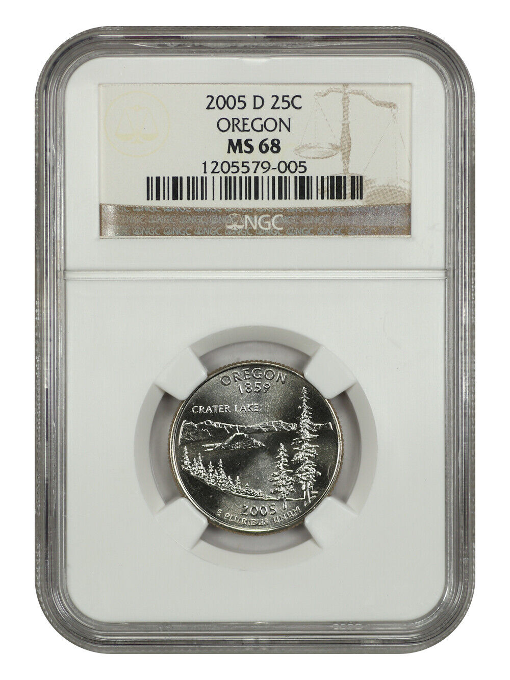 2005-D 25C Oregon NGC MS68 - Washington 50 States Quarters