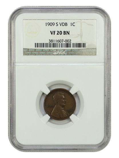 1909-S VDB 1C NGC VF20 - Lincoln Cent (Wheat Reverse) - Key Date