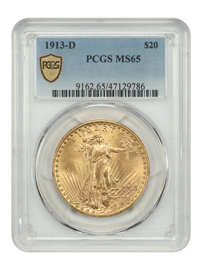 1913-D $20 PCGS MS65 - St. Gaudens $20