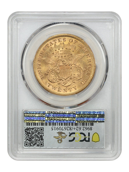 1871-S $20 PCGS/CAC MS62+ ex: D.L. Hansen