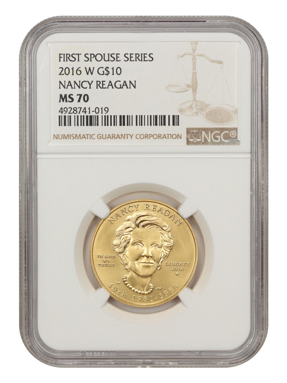 2016-W $10 Nancy Reagan NGC MS70