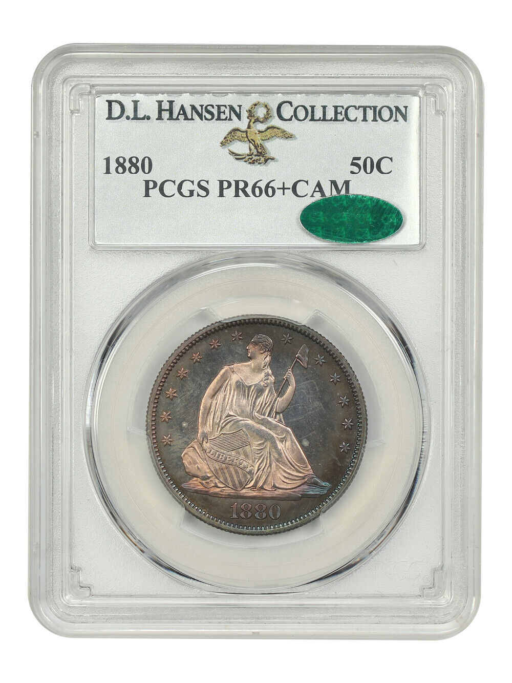 1880 50C PCGS/CAC PR66+CAM ex: D.L. Hansen