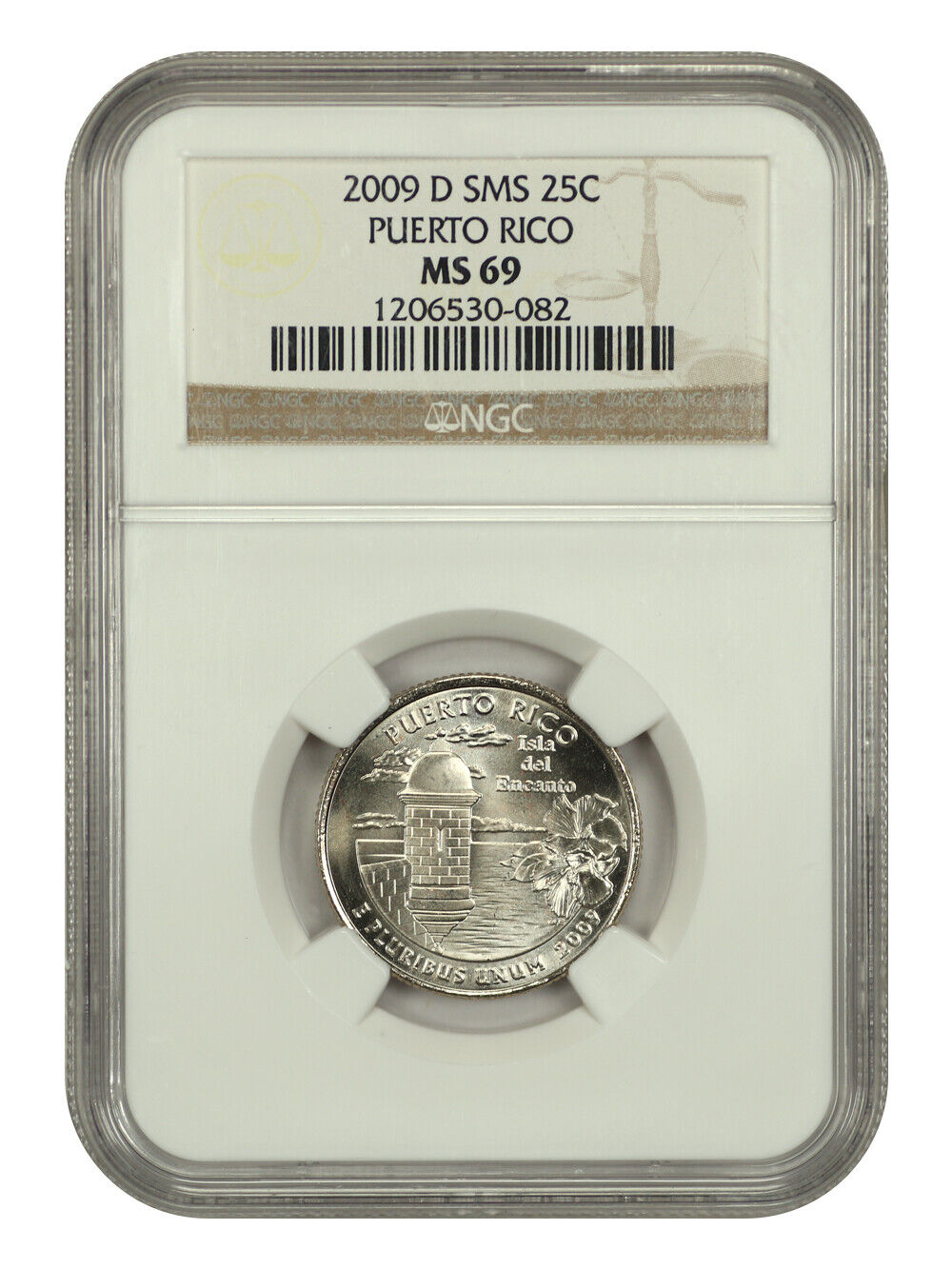 2009-D 25C Puerto Rico NGC SP69 (Satin Finish) - Type 1, Clad