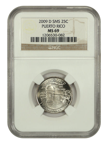 2009-D 25C Puerto Rico NGC SP69 (Satin Finish) - Type 1, Clad