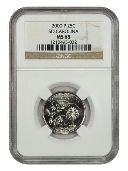 2000-P 25C South Carolina NGC MS68 - Washington 50 States Quarters