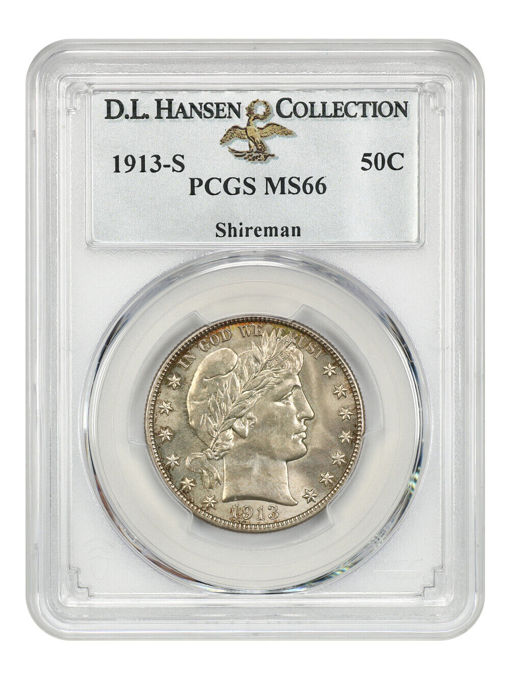 1913-S 50c PCGS MS66 ex: D.L. Hansen