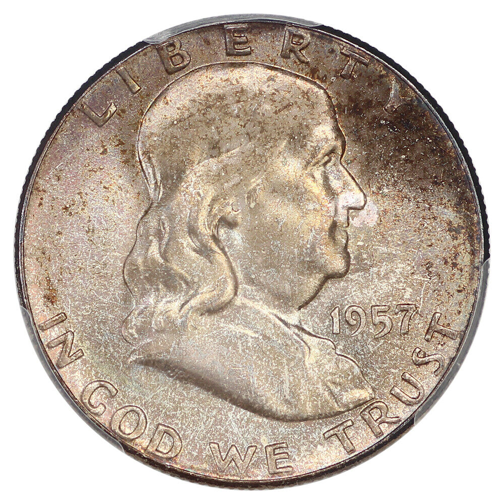 1957 50C PCGS/CAC MS66FBL - Franklin Half Dollar