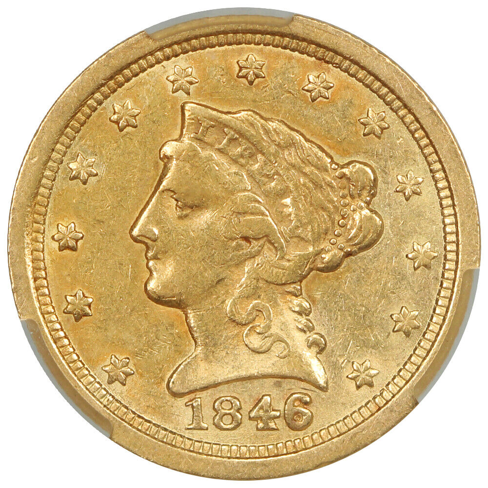 1846-O $2.50 CACG AU58 - Liberty Head $2.5