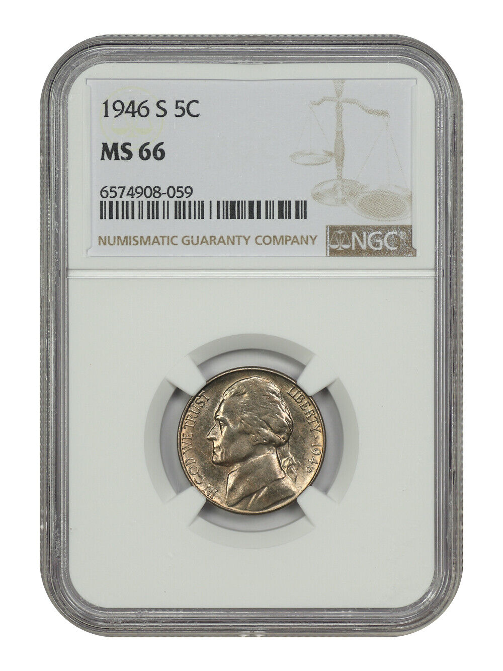 1946-S 5C NGC MS66 - Jefferson Nickel