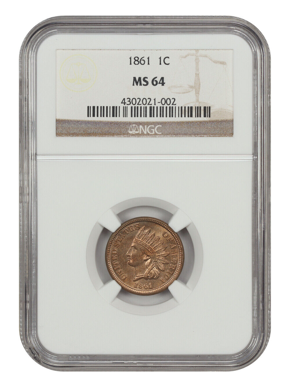 1861 1C NGC MS64 - Indian Cent - Scarce Copper-Nickel Indian Cent