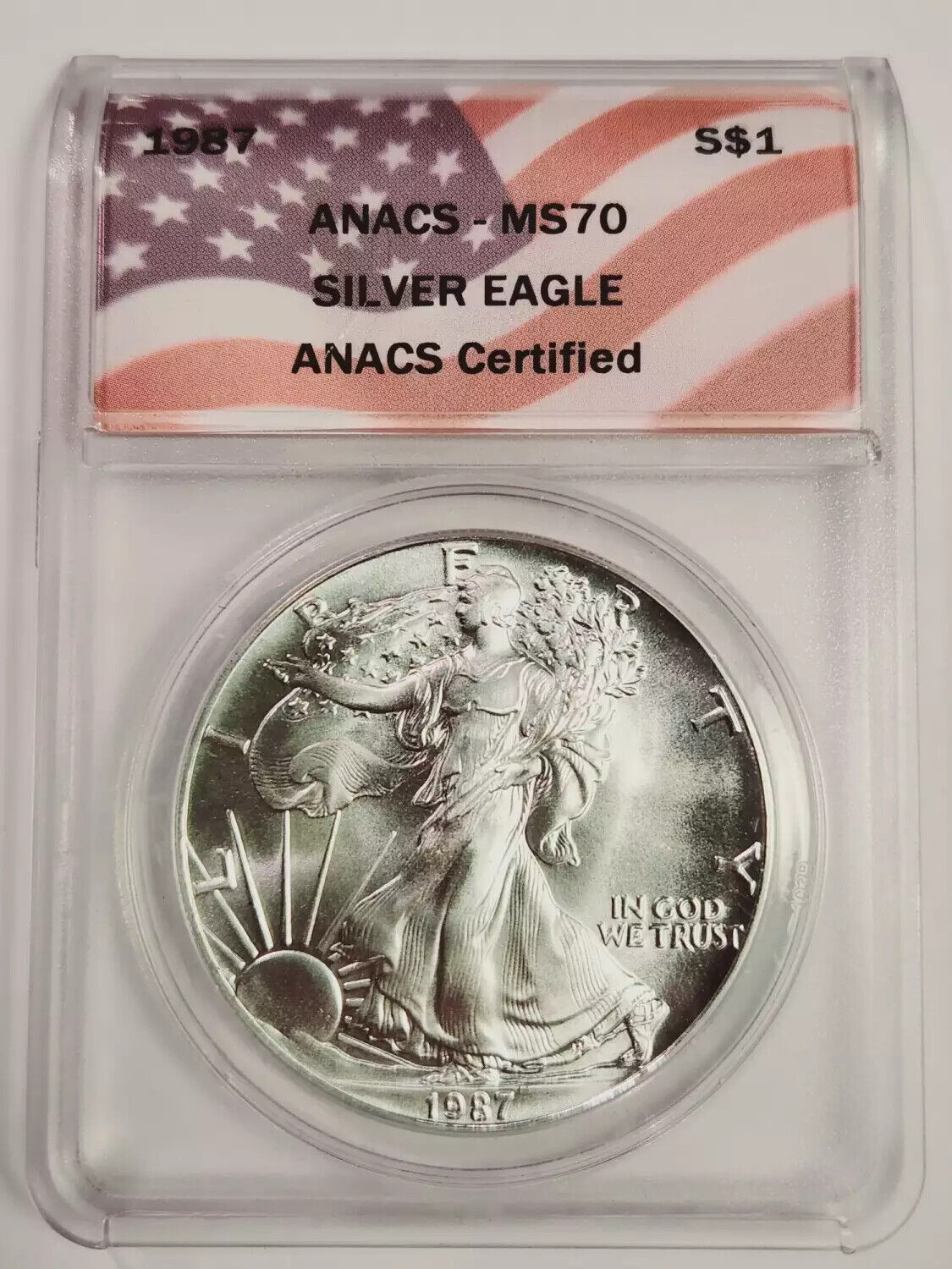 1987 P Silver Eagle ANACS MS-70 - ANACS Certified